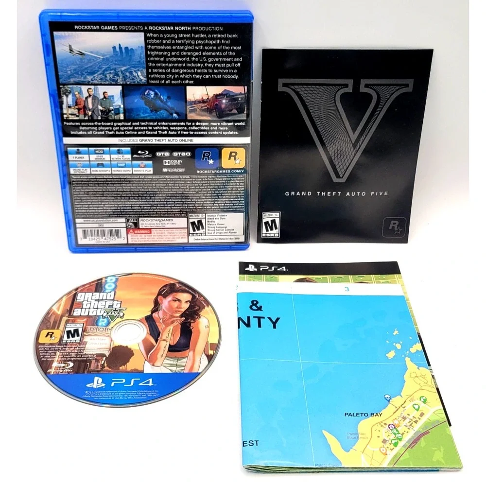 Grand Theft Auto V 5 (PlayStation 4, 2014) COMPKET‎ IN BOX CIB